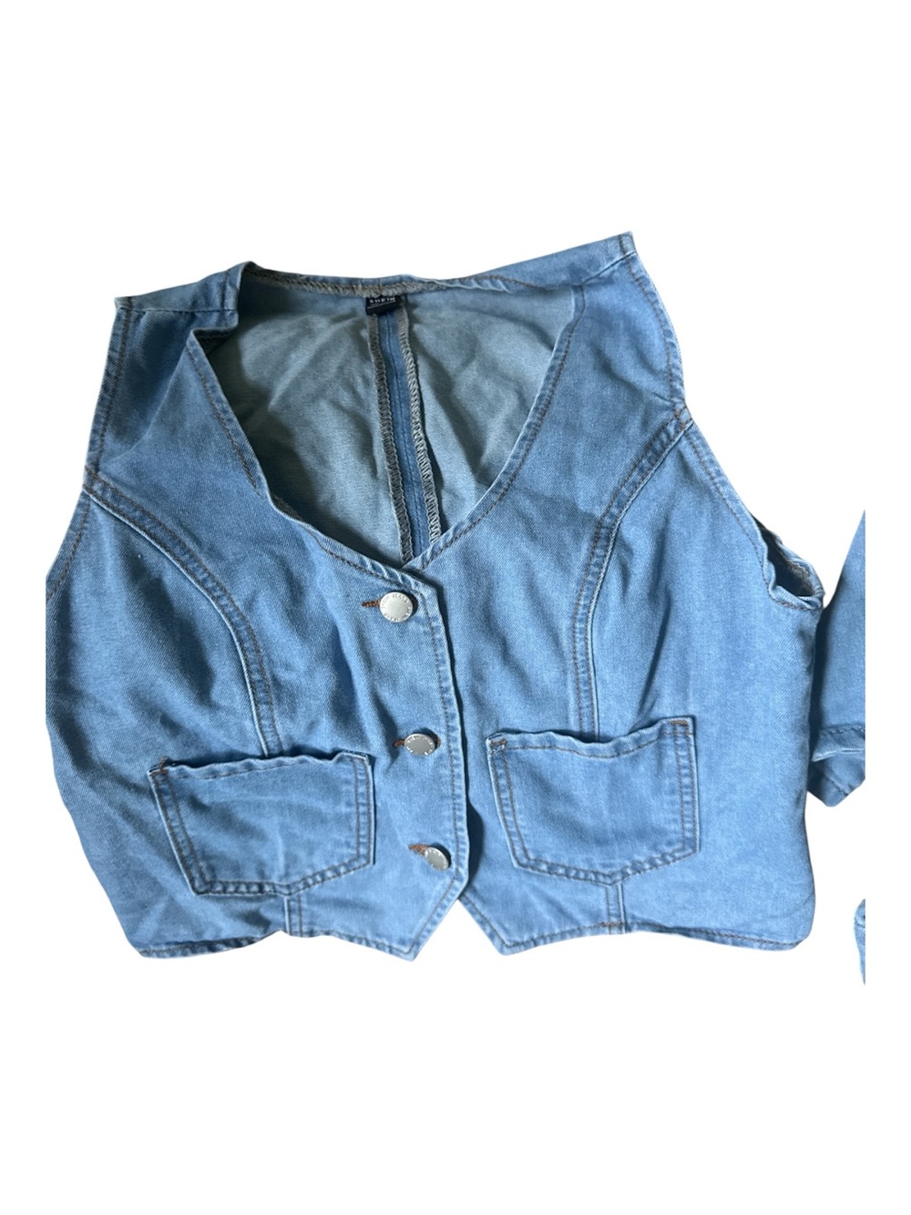SHEIN four piece bundle Denim tops Plaid Skirt and shorts size small - Picture 6 of 7